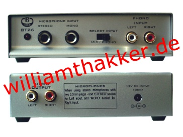 B-Tech BT-26 Phono- und Mikrophon-Vorverstärker